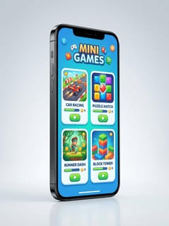 TheMiniGames Mobile App Mockup